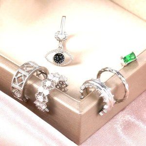 New Beautiful 925 Silver 6 Piece Set Earrings